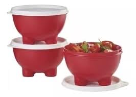 Generic Molcajete Sauce Server - Red with White Seal - Set of 3