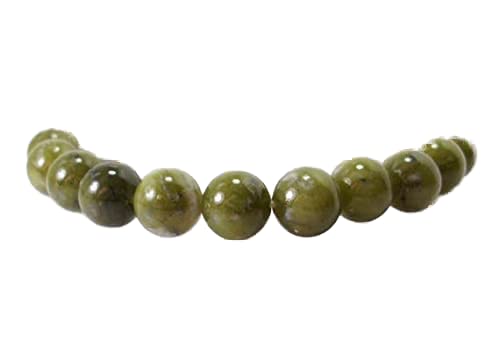 Bracelet en jade véritable perles 8mm extensible pour homme et femme 7 pouces