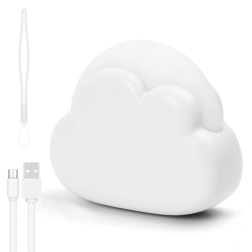 Jinlaili LED Nachtlicht Kinder Wiederaufladbares, 4 Modi Plastik Baby Wolke Nachtlicht, Nachttischlampe Schlafzimmer Kinderzimmer, Tragbare Nachtlicht Schlaflicht für Mädchen Junge Baby (Weiß)