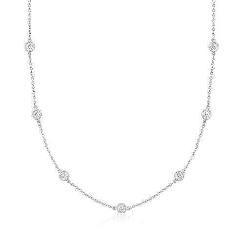 Ross-Simons 2.00 ct. t.w. Moissanite Station Necklace in Sterling Silver