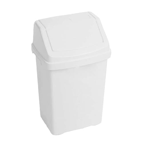 JMS we create smile Plastic 8L Swing Bin Waste Recycling Dustbins Kitchen Bathroom Rubbish Trash Refused Bins (Ice White)