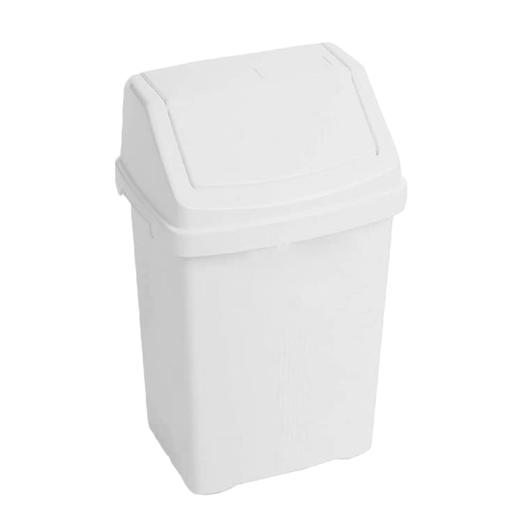 JMS we create smile Plastic 8L Swing Bin Waste Recycling Dustbins Kitchen Bathroom Rubbish Trash Refused Bins (Ice White)