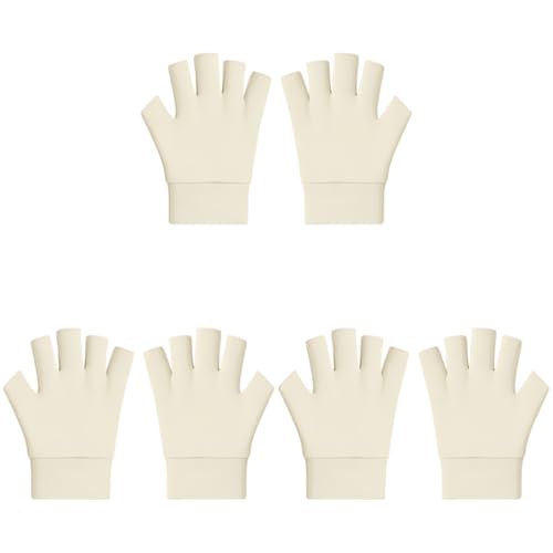 Texvora 3 pares de guantes sin dedos para mujer, acrílico para computadora, protector delgado de piel de ancianos, estilo de color sólido