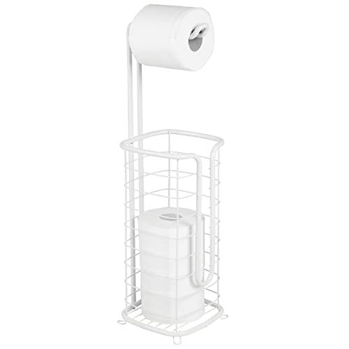 mDesign Portarrollos para baño sin taladro – Portarrollos de pie autónomo – Soporte para papel...