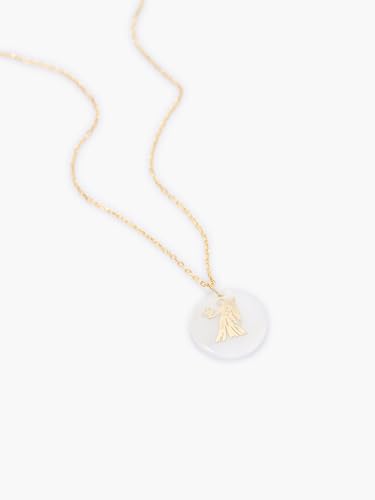 Zodiac Sign Necklace – Mother of Pearl Pendant – Available in Two Finish 925 Sterling Silver and 14K Gold Plated – Adjustable Chain – Horoscope Jewelry Gift with Zodiac Card & Gift Box2