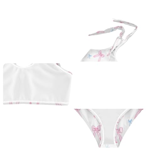Wusikd Pink Bows Girls Swimsuits Two Piece Swimwear Bikini Set for for Girls Size 3T4