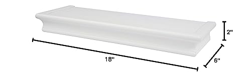 Image of HIGH & MIGHTY 515604-HSU Decorative 18 inch Floating Shelf Holds up to 15lbs, Easy Tool-Free Dry Wall Installation, Beveled, Retail Pack of 2, White
