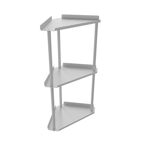 Image of FLE Corner Bathroom Counter Organizer, Bathroom Organizer Countertop White | 3 Tier Corner Shelf, Tabletop Mount,Waterproof solid shelf fits bathroom toiletries and kitchen condiment storage.