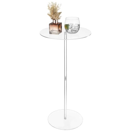 9 in Round Acrylic Side Table, Clear Modern End Table,