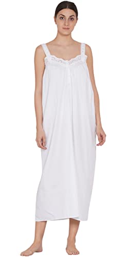 Chemise de nuit blanche pur coton sans manches idéale pour vos moments de détente estivaux