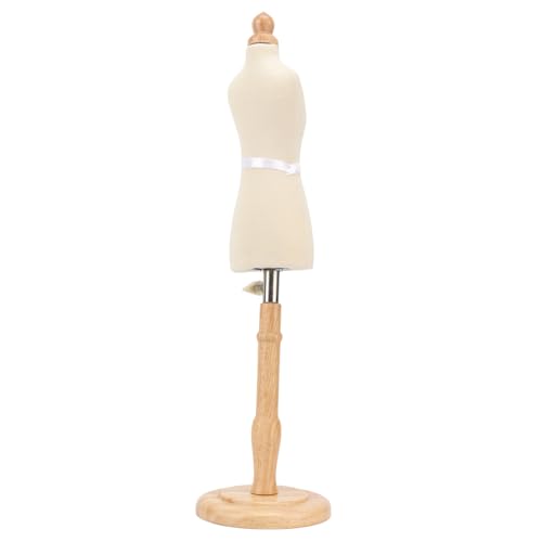 Bewinner Forma de Vestido de Muñeca Profesional de Madera de Haya para Coser, Mini maniquí con Base de Madera Redonda, Resistente y Duradero para Exhibición, Patrones Drapeados y Exhibición de Ropa