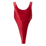 GENEMEN Glänzende Herren Overall Sexy Tights Jumpsuit Sissy Unterwäsche Sheer Leggings (Rot)