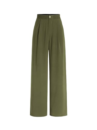 CIDER Solid High Waist Pleated Wide Leg Trousers