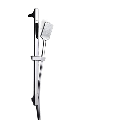 Barre de douche coulissante réglable avec flexible de shower 1.5m en inox blanc mat pour salle d'eau