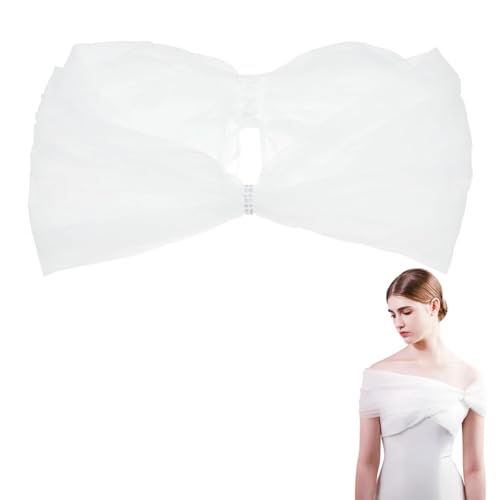 AHANDMAKER Tulle Bridal Shawl, Detachable Lace Up Cape Shawl, Shoulder Wrap for Wedding, Opera, Banquets and Party Costume