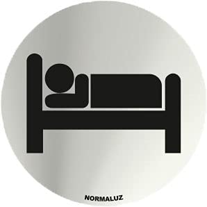 Normaluz Rd797019 - Señal Adhesiva Redonda Dormitorio Acero Inoxidable Adhesivo 0,8 Mm 7 Cm Con Cte, Ripci