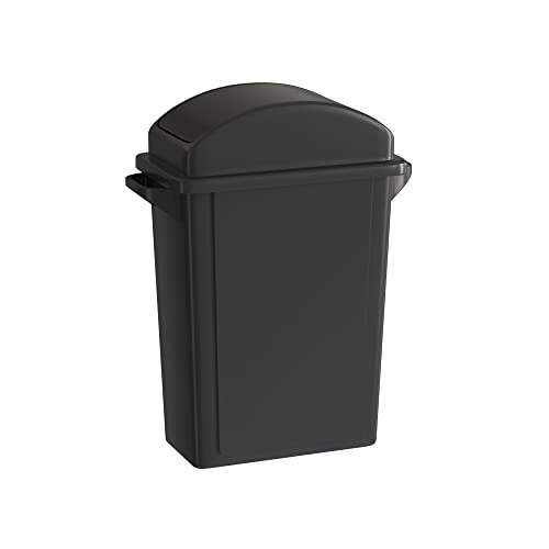 Krollen Industrial 16 Gallon Black Slim Jim Trash Can with Swing Top Lid