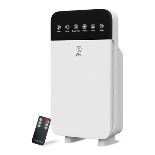 Image of pTron EaseMate Air Purifier H1 for Home, Covers 250 sq.ft., 4-Stage Filtration, HEPA 13 Filter, Activated Carbon, Removes 99.97% of Pollutants, Allergens, Smoke, Dust, Pollen, Pet Dander (White)