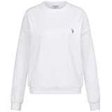 U.S. POLO ASSN. Damen Sweatshirt Pullover (S-XXL) Baumwollmix Rundhals Langarm P034 - Weiss-Lila Größe M - Gr.M