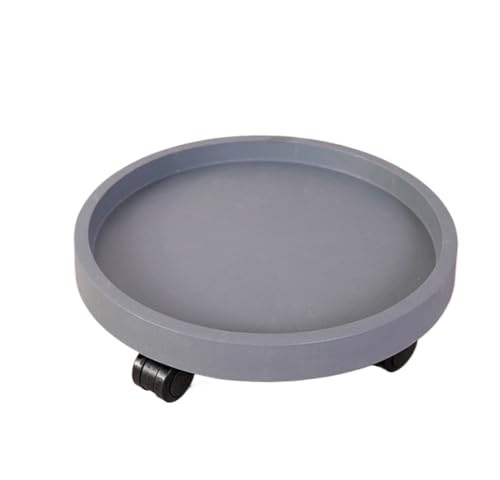 Carrito rodante para plantas con ruedas bloqueables, soporte redondo de plástico para macetas, soporte gris de 19 cm para plantas en maceta y exhibiciones de flores