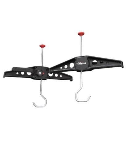 Image of Rhino SafeClamp Ladder Clamps - Quick One-Touch Ladder Roof Mount System with Durable Composite & Stainless Steel - TÜV Approved, 5X Faster Than Traditional Clamps - Red & Black Design (1 Pair)
