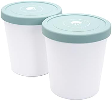 Kanudle Ice Cream Containers (2 Pack - 1 Quart Each) Perfect Freezer Storage Container Tubs with Silicone Lids for Ice Cream, Sorbet and Gelato | BPA Free and Dishwasher Safe