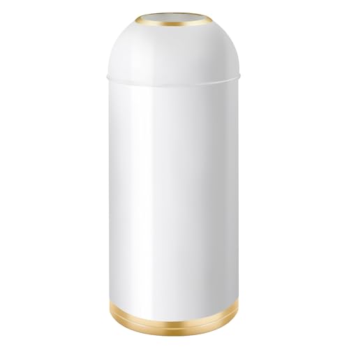 Caneca de basura redonda 35L acero inoxidable blanco dorado