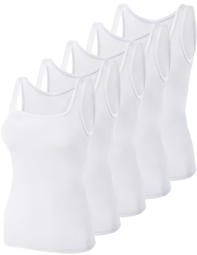Image of BQTQ 5 Pack Women's Tank Tops Square Neck Sleeveless Ladies Tank Top Undershirts