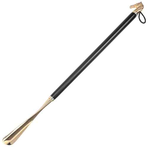Chausse-pied long en bois et cuivre de 56 cm avec son manche ergonomique