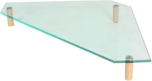 Gain de place bureau avec ce support d'angle pour écran en verre triangulaire solide