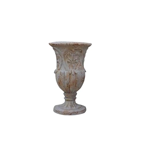 VISIBLE Vintage European Giant Garden Urn Planter, Decorative Cement and Fiber Flower Pot, Make Rust Finished, Wrap Foam Safely Delivered from Local Warehouse (Vintage, Large)