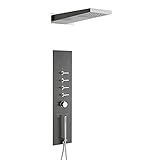 Panel de Ducha Empotrable Hidromasaje Minimalista con Alcachofa a Lluvia y Cascada