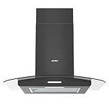 COMFEE' Canopy Cooker Hood 60cm 60V17-60 with LED Light & Glass Chimney Hoods, 600mm Kitchen Extractor Fan Kitchen- Black - Image 1
