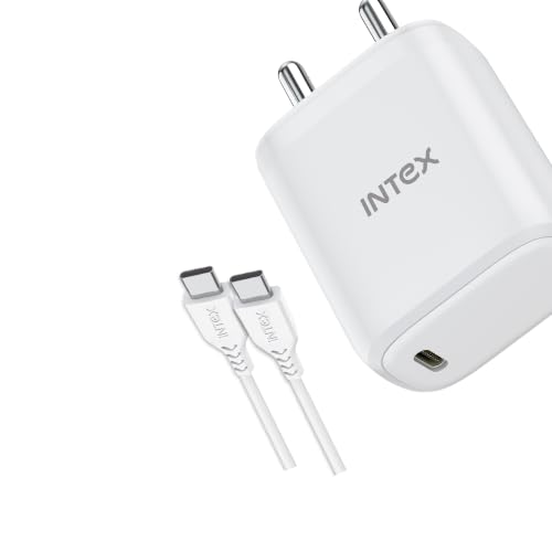 Image of Intex Bolt Quick 22.5W PD Fast Charger Adapter | 1 Meter Type C to C Data Syn, Compatible with iPhone 16 /16 Plus /16 Pro /16 Pro Max, 15 /15 Plus /15 Pro /15 Pro Max, Laptop & Other Devices - White