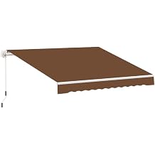 9.6'x8' Patio Awning Retractable, Fully Assembled Manual Commercial Grade - Quality 100% 280G Ployester Window Door Sunshade Shelter - Deck Canopy Balcony