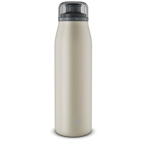 alfi ISO BOTTLE - Botella isotérmica de acero inoxidable, 500 ml, con cierre de rosca totalmente hermético, mantiene el calor durante 12 horas, frío durante 24 horas, botella carbonatada, sin BPA
