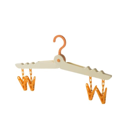 5 Pcs Portable Travel Hanger Folding Hanger for Business Travel Outdoor Home Use Shrinkable and Thickened Clothes Hanger for Student Dormitory Simple Underwear and Sock Storage Rack (Yellow)