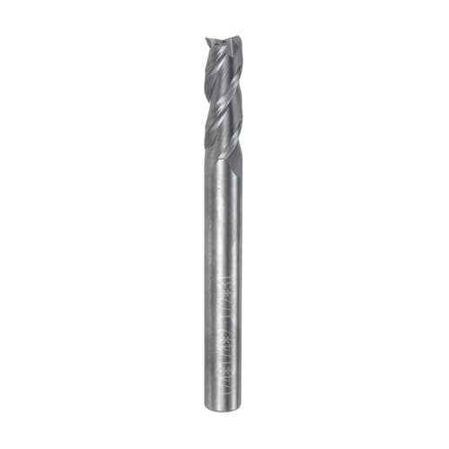 Image of uxcell Carbide Square End Mill, 1 /4 inch Diameter Uncoated 3 Flutes Milling Bit Cutter, for Aluminum Copper Non-Ferrous Metal, 1 /4 inch Shank 7 /8 inch Cut Length 2-1 /2 inch Long