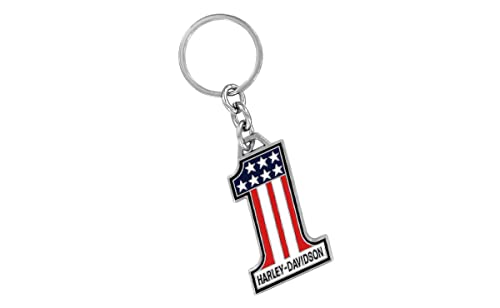 Harley Davidson Car Truck SUV Key Chain Metal - #1 Red White & Blue USA Stars w/Script