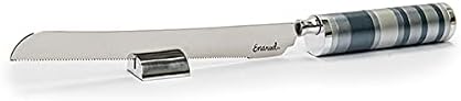 EMANUEL Yair Challah Bread Knife with Detachable Salt Shaker in Handle | Modern Multicolored Ring Design (Gray NSM-5)