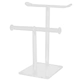 JEWEDECO Double-layer Acrylic Jewelry Organizer Stand for Bracelets and Headbands, Small Cylinder Display Rack for Necklace Holder and Bangle Storage, Suitable for Jewelry Display and Home