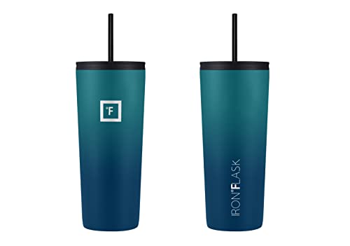Iron °Flask Tumbler With Lid And Straw 2.0-24 Oz, 2 Lids - Airtight Leak-Proof, Durable Stainless Steel Bottle - Double Walled, Hot & Cold Insulated Thermo Tumblers - Coffee & Water Travel Mug #TOP2