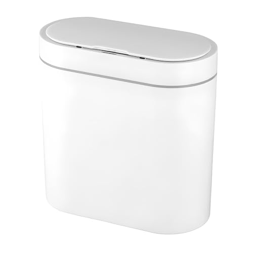 Lixeira Automática com Sensor de Movimento 9 Litros (2.5 Gal) Slim Impermeável Plástica e com Tampa. para Banheiro, Cozinha, Quarto e Espaços Estreitos, para uma Experiência Higiênica e Moderna.