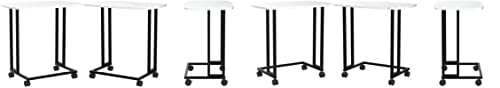 Moncot C Shaped End Table Tv Trays With Detachable Wheels, White Marble Texture Side Table, Mdf Wood Top Table For Small Space Couch Sofa Bedroom Living Room (White) #TOP6
