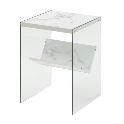 Convenience Concepts SoHo End Table, Faux White Marble, 15.75 in x 16.5 in x 23.75 in