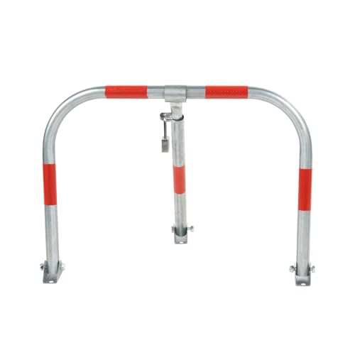 EberSign - Cepo para Plaza de Garaje Abatible | Bloqueo Aparcamiento con Cerradura y Llaves | Valla Manual Resistencia con Sistema Plegable y Anclaje al Suelo, Seguridad | Bloqueo con Kit Completo