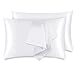 Zenssia Lot de 2 Taies d'oreiller en Satin Idéal pour Les Peau Doux et Léger Antichute de Cheveux Anti-Allergie Anti-Plis Hypoallergénique, Fermeture Éclair Cachée, Blanc 50x70