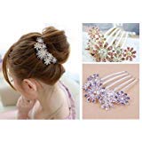 haarschmuck hochzeit  Damen Blumen Strass Hochzeit Haargesteck Haarspange Haarkamm Steckkamm Haarclip Rosa