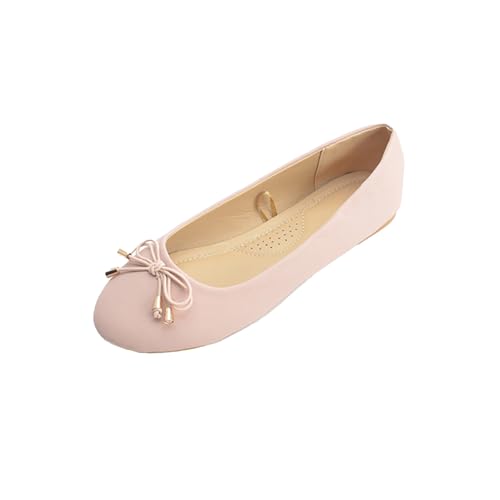 Women's Bow Ballet Flats - Elegant Round Head Non-Slip Dress Shoes - Breathable Soft and Comfortable Women's Shallow Mouth Shoes