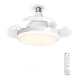 MARSI Ventilatore da Soffitto con Luce LED 40 cm, Lampadario con Ventilatore E27, 3 Pale Retrattili...
